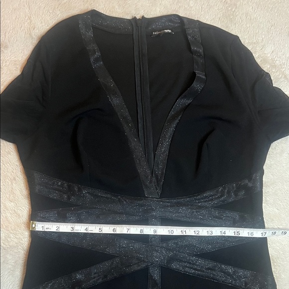 Elegant and Sexy Black Long Sleeve Dress Mesh and Glitter with Stretch sz 1X - Picture 6 of 11